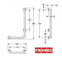 BARRA LATERAL de APOYO ANGULAR 90º ACERO INOX CONTINA FRANKE